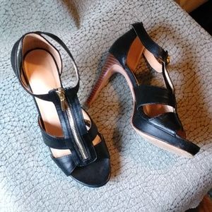 Black zip front heel